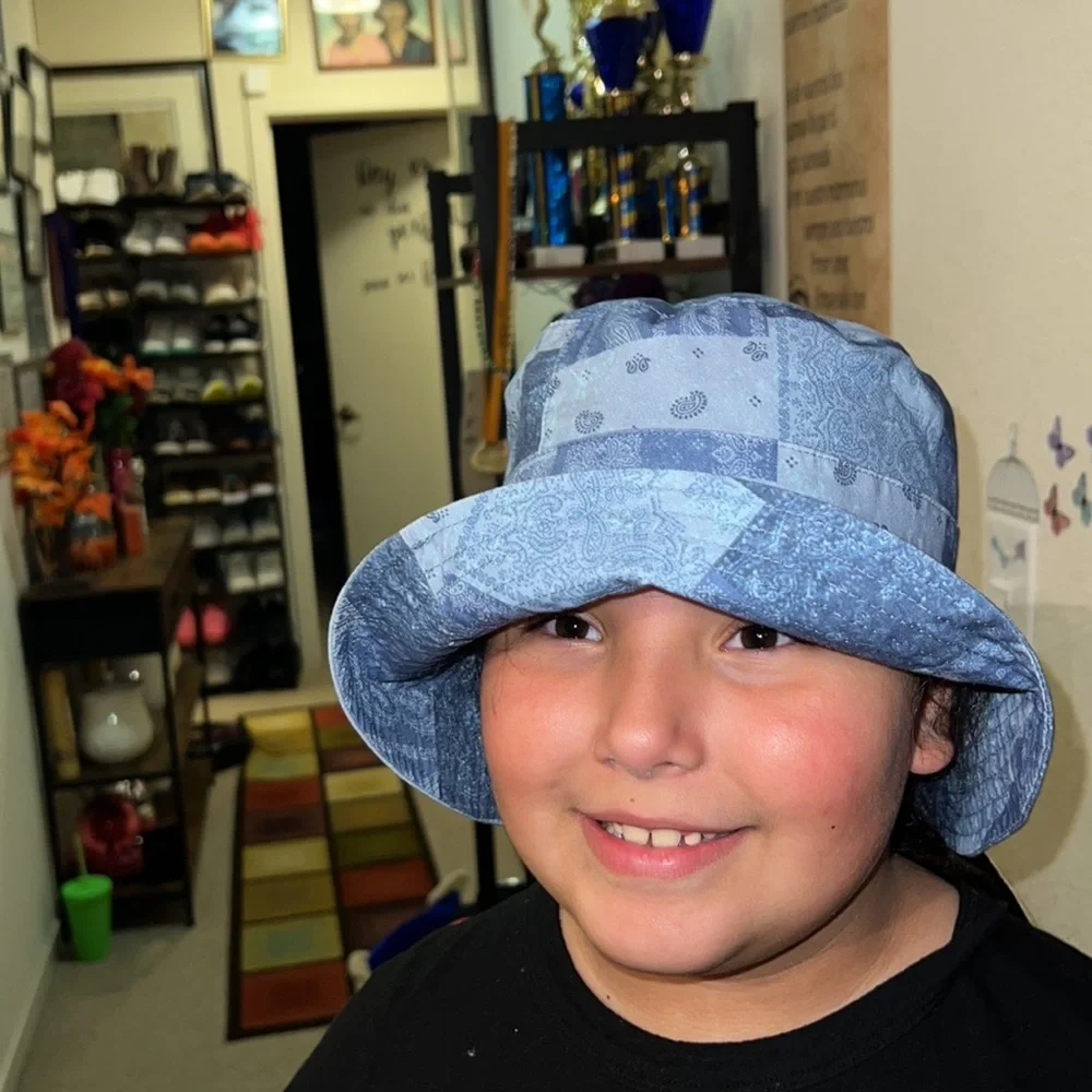New Kids' Patchwork‎ Bandana Bucket Hat - art class Blue